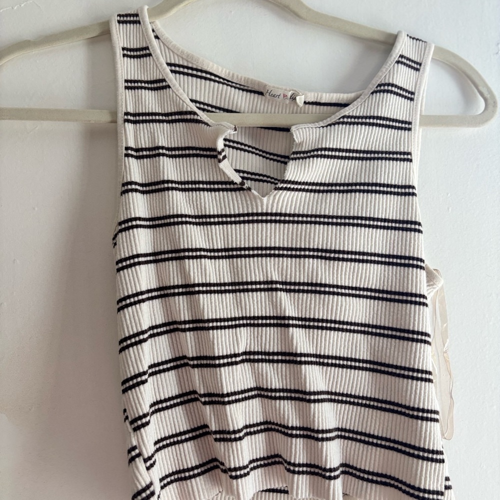 Brandy Melville Black and White Striped Tank Top